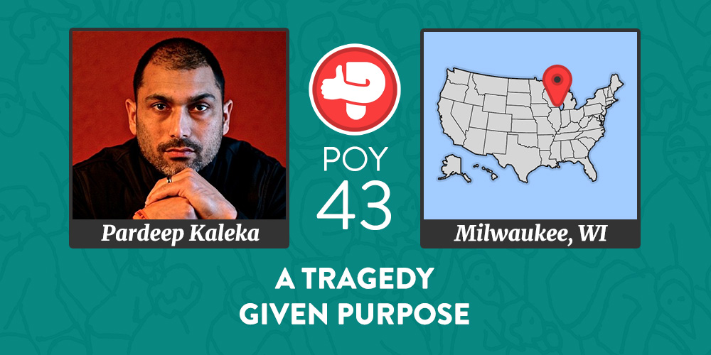 Photo of Pardeep Kaleka and a map of his location in Milwaukee, Wisconsin