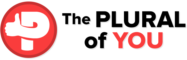 The Plural of You logo with the letter P holding a thumbs-up